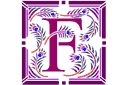 Lettre initiale F - pochoirs avec textes et séries de lettres