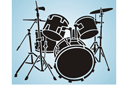 Drums en cimbalen - stencils met noten en muziekanten