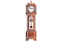 Horloge de parquet - pochoirs avec différents objets et articles