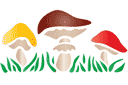 Trois champignons - pochoirs avec des motifs pour enfants