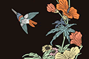 Oostelijk paneel met een vogel - stencils met tuin- en veldbloemen