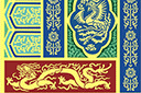 Groot paneel met draken - oosterse stijl stencils