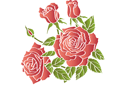 Roses écarlates 1 - pochoirs avec jardin et roses sauvages