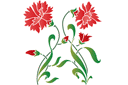 Oeillets rouges - pochoirs avec jardin et fleurs sauvages