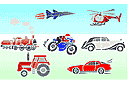 Aantal auto's - stencils met auto's, boten, vliegtuigen