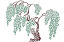 Saule pleureur 2 - pochoirs avec arbres et buissons