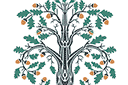 Chêne Art Nouveau - pochoirs avec arbres et buissons