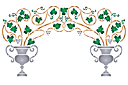 Arche de vases avec houblon frisé - pochoirs avec jardin et fleurs sauvages