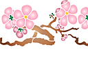 Branche de Sakura avec fleurs B - pochoirs avec jardin et fleurs sauvages