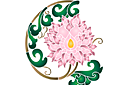 Branche orientale de chrysanthème - pochoirs avec jardin et fleurs sauvages