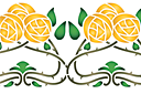 Roses jaunes Art Nouveau B - pochoirs avec jardin et roses sauvages