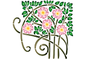 Rose fleurie Art Nouveau - pochoirs avec jardin et roses sauvages