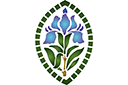 Iris dans un ovale - pochoirs avec jardin et fleurs sauvages