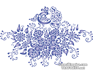 Gzhel patroon met een vogel - sjabloon voor decoratie