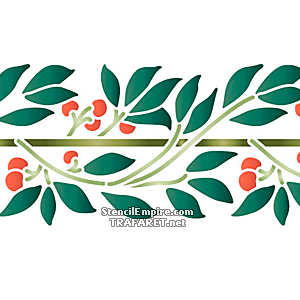 Bordure de branches avec des baies - pochoir pour la décoration