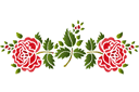 Deux roses folkloriques - pochoirs avec jardin et roses sauvages