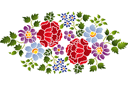 Bouquet folklorique 26b - pochoirs avec jardin et fleurs sauvages