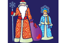 Ded Moroz en Snegurochka - sjablonen met kerstmotieven